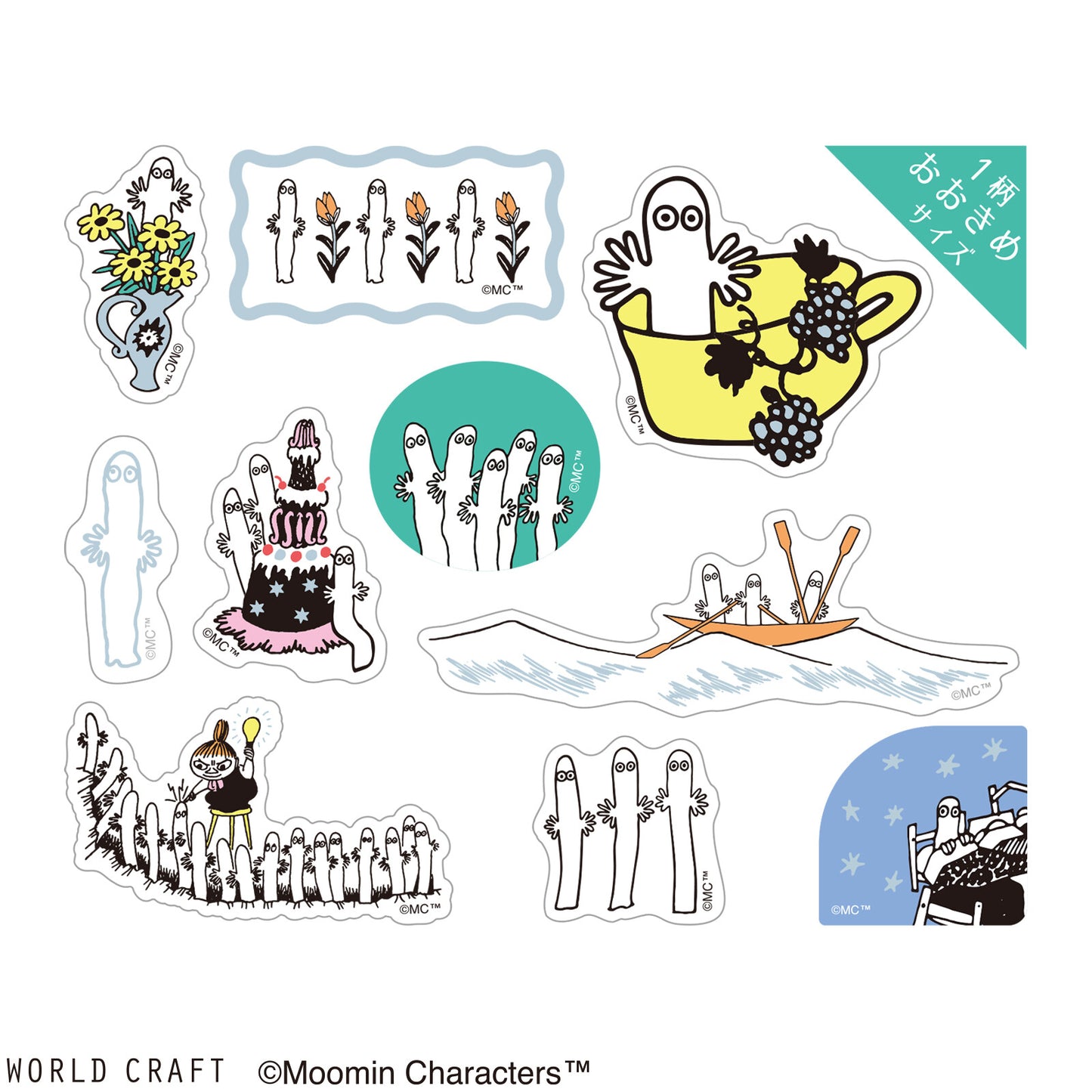 WORLD CRAFT x MOOMIN - Sticker Flakes - Hattifatteners - B